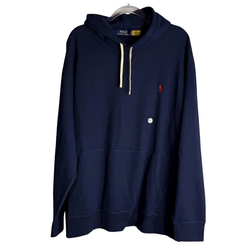 Polo Ralph‎ Lauren Mens 2XLB Navy Blue Fleece Hoodie Red Pony NWT